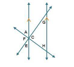 Examine these figures. (picture attached) The diagram shows parallel lines cut by two transversal li