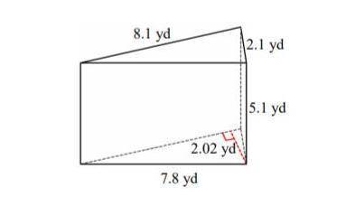 What is the surface area of this triangular prism rounded to the nearest tenth? A) 94.7 yd2  B) 108.