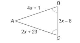 What is the measure of the base in the triangle shown below? A. 11 B. 45 C. 25 D. 30