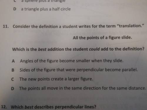 Which is the best addition the student could add to the definition? Please answer ASAP! Answers are