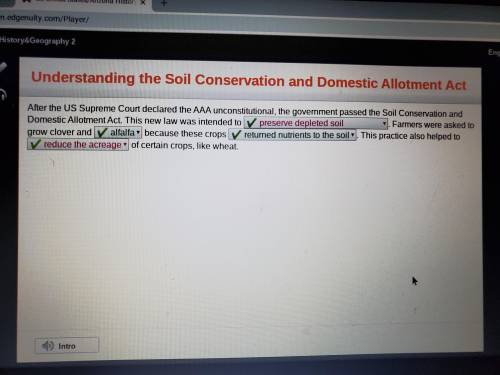 After the US Supreme Court declared the AAA unconstitutional, the government passed the Soil Conserv