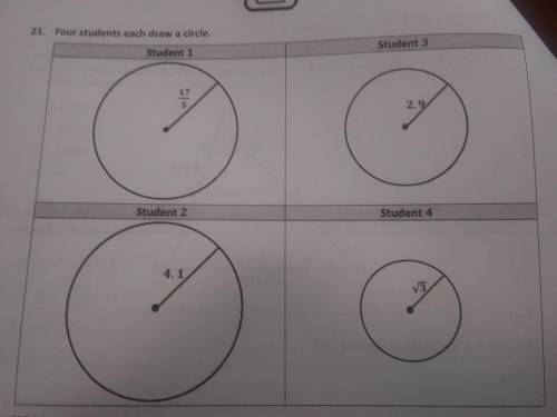 Which students circles are similar? A. Student 1 and student 4 only B. Student 1,2,3, and student 4