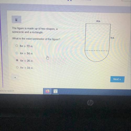 The figure is mad up of two shapes? A semicircle and a rectangle  What is the exact perimeter of the