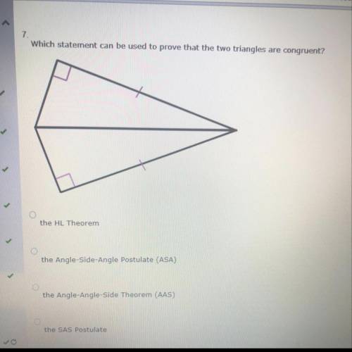 Which statement can be used to prove that the two triangles are congruent?  A: the HL Theorem  B: th