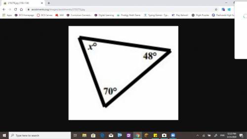 Solve for the angle x in the figure below.
