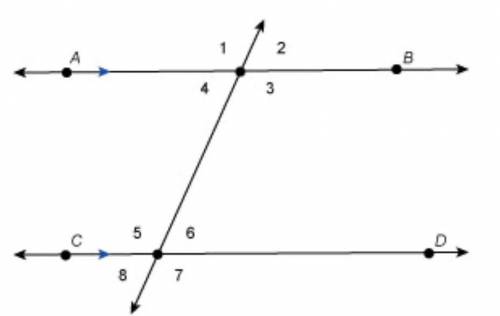 In the figure line segment AB is parallel to line segment CD which pair of angles are alternate exte