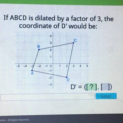 If ABCD is dilated by a factor of 3, the coordinate of D’ would be ?