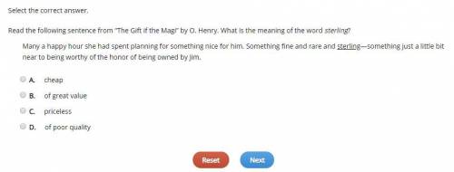 Select the correct answer. Read the following sentence from “The Gift if the Magi” by O. Henry. What
