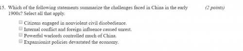Which of the following statements summarizes the challenges faced in china in the early 1900s
