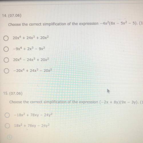 Choose the correct simplification of the expression -4x^2(6x-5x^2-5)
