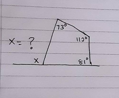 I don't know how to find the x angle degrees. Anyone please help me.