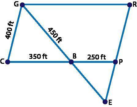 The diagram below models the layout at a carnival where G, R, P, C, B, and E are various locations o