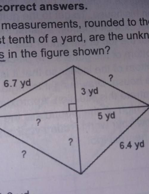 Select all correct answersWhich measurements, rounded to thenearest tenth of a yard, are the unknown