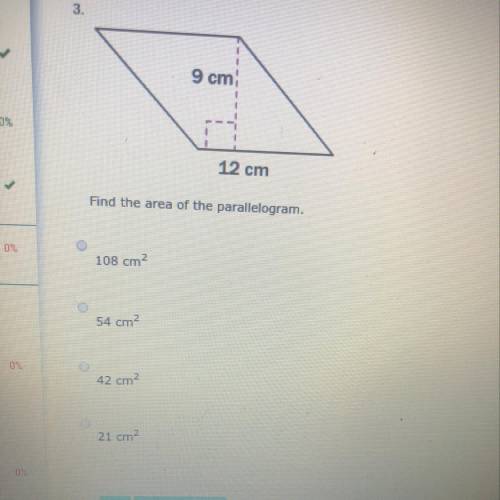 Find the area of the parallelogram  A-108 cm2 B- 54 cm2 C- 42 cm2 D- 21 cm2