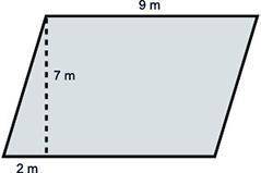 The area of the parallelogram below is ____ square meters.  A parallelogram with height labeled with