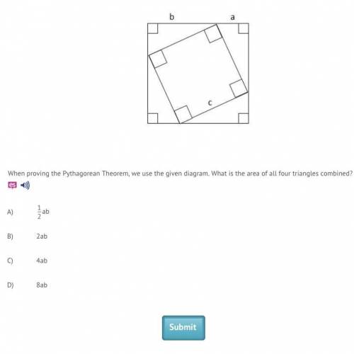 When providing the pythagorean theorem , we use the given diagram. what is the area of all four tria