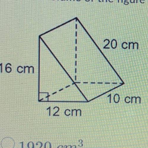 Find the volume of the figure below