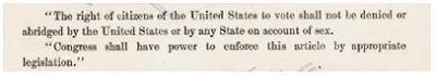The image shows the Nineteenth Amendment to the US Constitution, ratified in 1919. image is down bel
