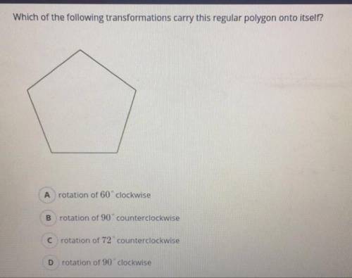 Which of the following transformations carry this regular polygon onto itself?