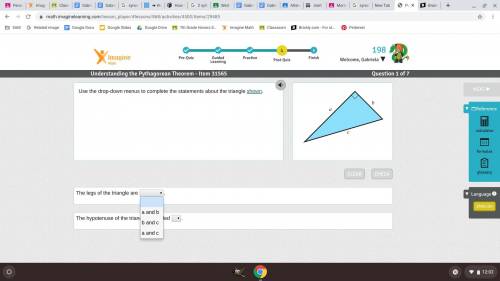 WILL MARK BRAINIEST- Use the drop-down menus to complete the statements about the triangle shown. Th