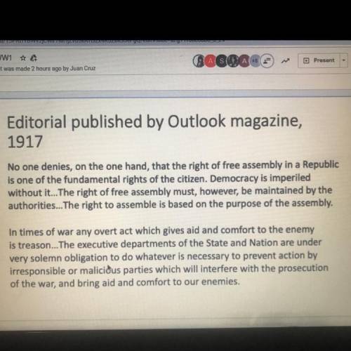 Determine what is the claim made by outlook magazine editorial.  Provide one piece of evidence of de
