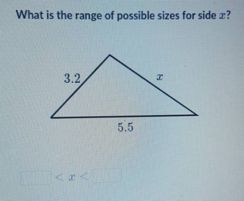 What is the range of possible sizes for side x