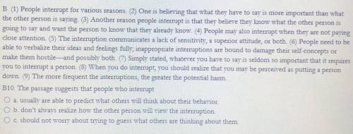 Please help I’ll mark as brainliest if correct! The passage suggests that people who interrupt