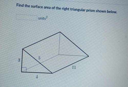 Find the surface area of the right triangular prism shown