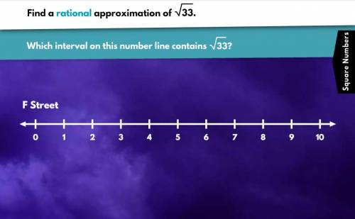 Which interval on this numberline contains the square root of 33? WILL GIVE BRAINLIEST!
