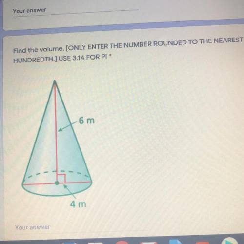 Find the volume of this cone.