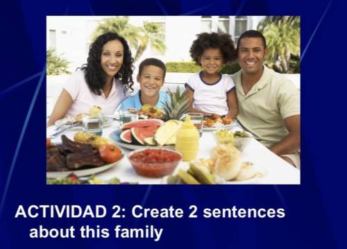 Create two sentences about this family in spanish.