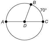 AC is a diameter of D , and m BDC = 70°. What is the measure of ADB ?70°30°110°90°