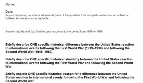 I’m trying to answer this Short Answer Question but I don’t know what international events happened