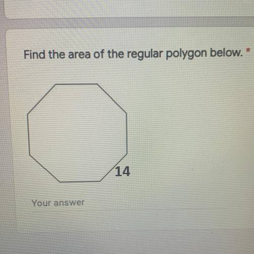 Find the area of the regular polygon below. PLEASE HELP WILL MARK BRAINLIEST.