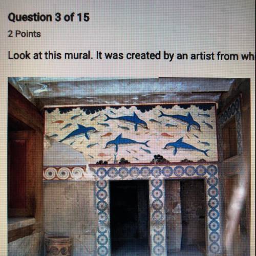 Look at this mural. It was created by an artist from which ancient civilization? A. Minoan B. Egypti