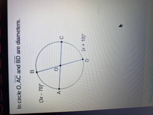 PLEASE HELP!!In circle O, AC and BD are diameters. What is mBC?A. 50°B. 80°C. 100°D.130°