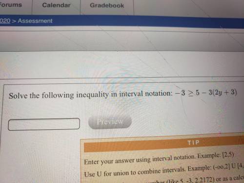 Solve the following inequality in interval notation: