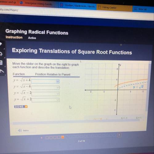 Move the slider on the graph on the right to graph each function and describe the translation.