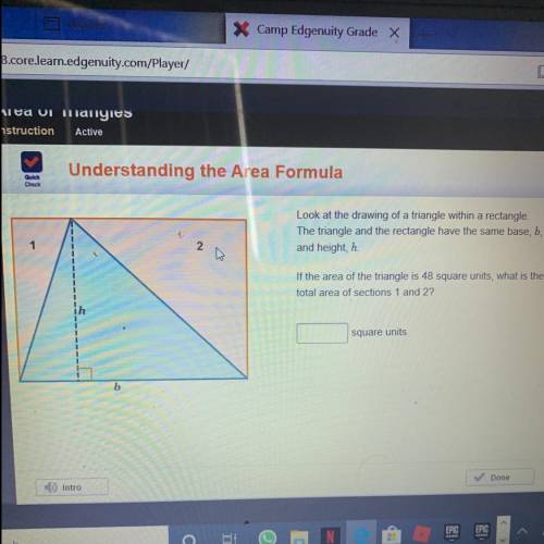 Understanding the Area Formula Look at the drawing of a triangle within a rectangle, The triangle an
