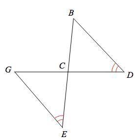 What missing piece of info is needed to prove the triangles congruent using ASA A.BD=GE B.CE=CD C.GC