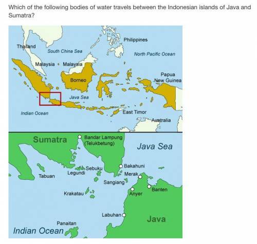 Item 9Which of the following bodies of water travels between the Indonesian islands of Java and Suma