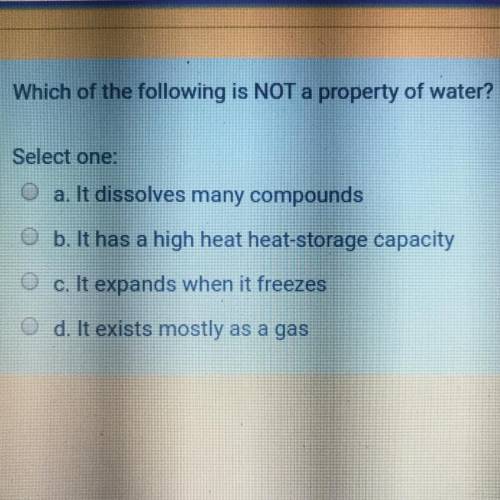 Which of the following is NOT a property of water?