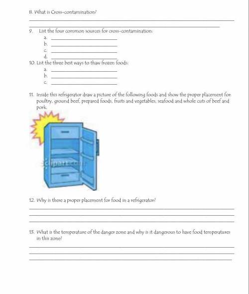 Worksheet for cooking answers?