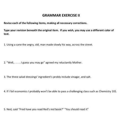 Revise the following items, making all necessary corrections. (Grammar Exercise)