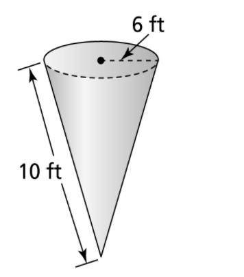 What is the volume of corn held in this cone-shaped grain silo? Use 3.14 for π and round to the near