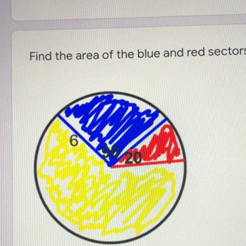Find the area of the blue and red sectors A.28.274  B.34.558 C.6.283 D.138.23