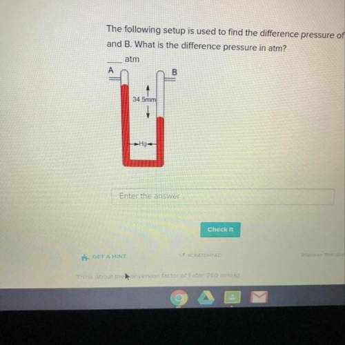 The following setup is used to find the difference pressure of A and B. What is the difference press