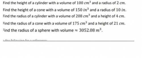 Find the height of a cylinder with a volume of 100cm^3 and a radius of 2 cm. Find the height of a co