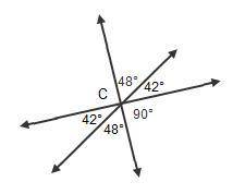 What is the measure of Angle c? . 42° 48° 90° 180°