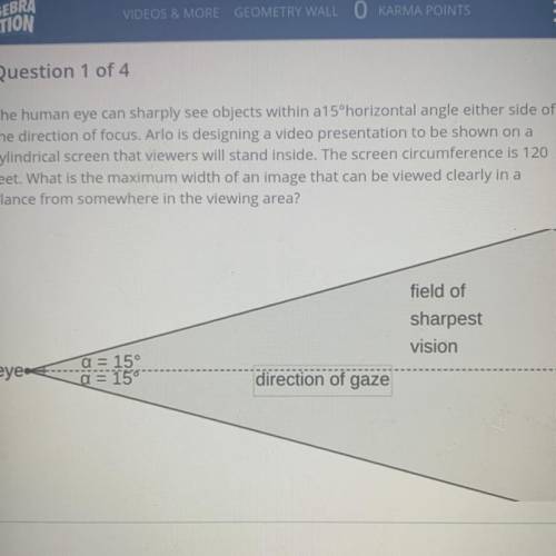 The human eye can sharply see objects within a 15°horizontal angle either side of the direction of f